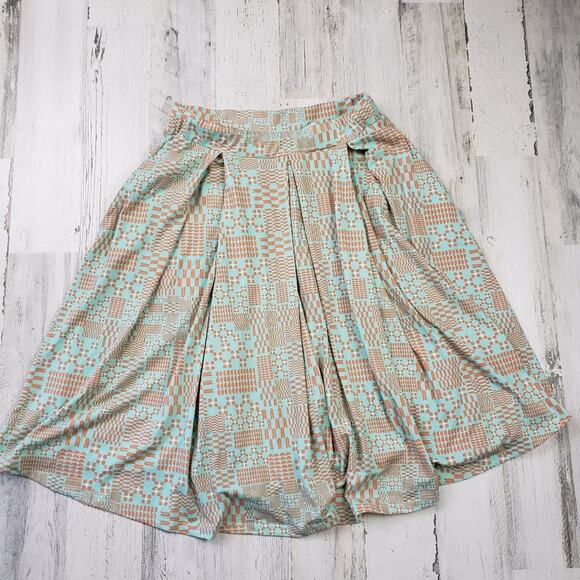 LulaRoe Green & Orange Pleated A-Line Mini Skirt Women's Size Medium - Picture 1 of 9
